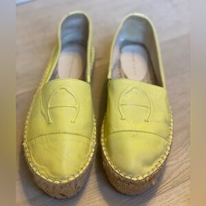 Etienne Aigner Wade Espadrille Loafers Sunflower Yellow Lamb Leather RARE - Sz 7